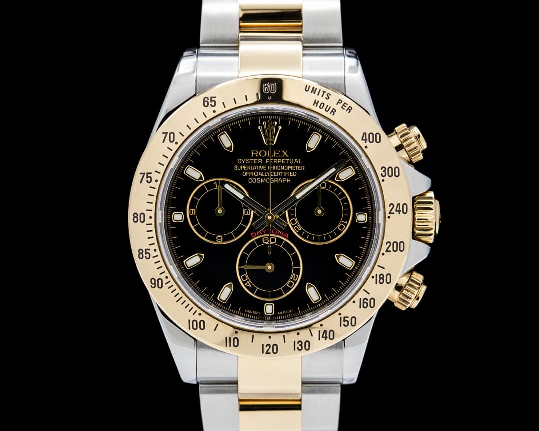 Rolex 116523 Daytona 18k YG / SS Black Dial