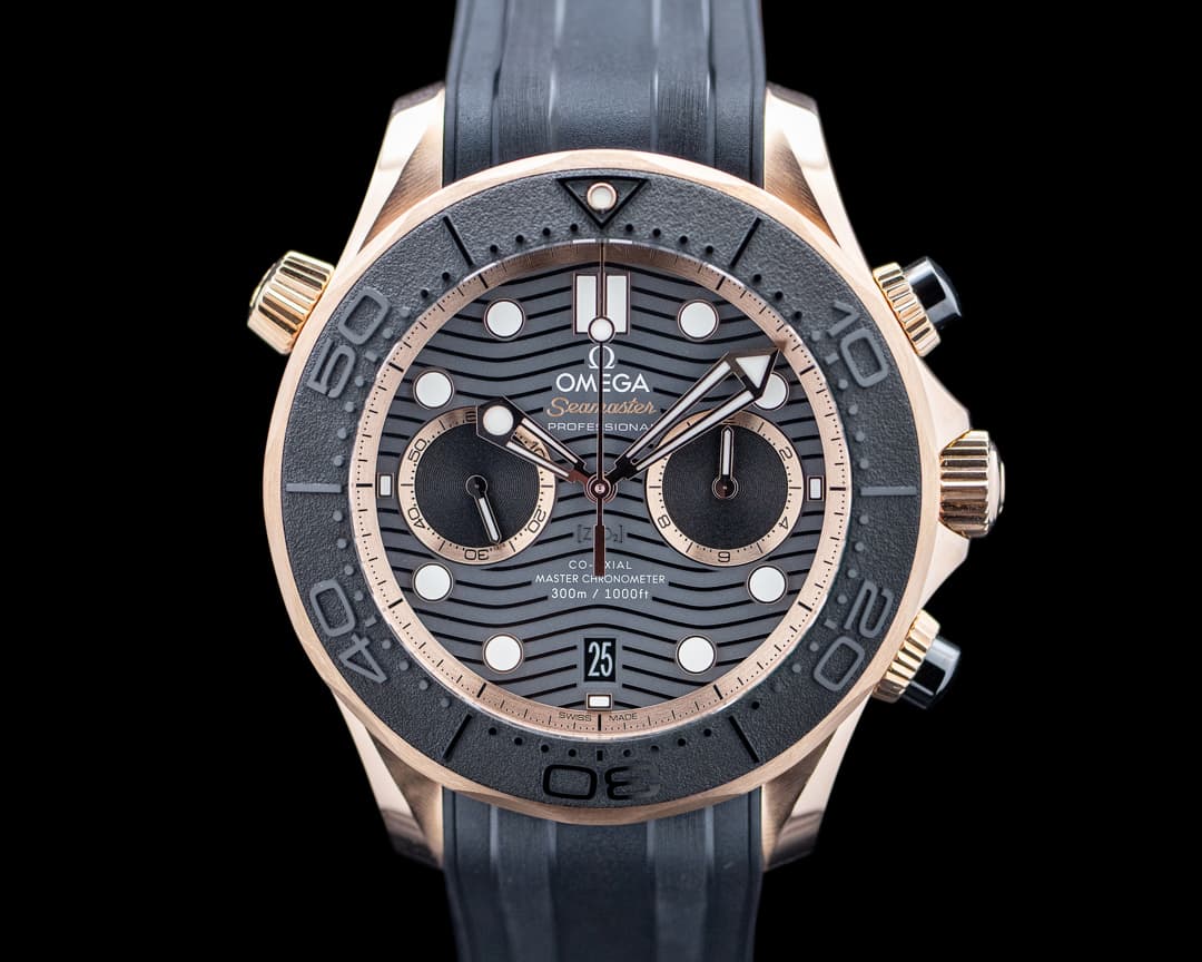 Omega Seamaster Diver 300M Chronograph 44 18K Rose Gold Black Dial 2025