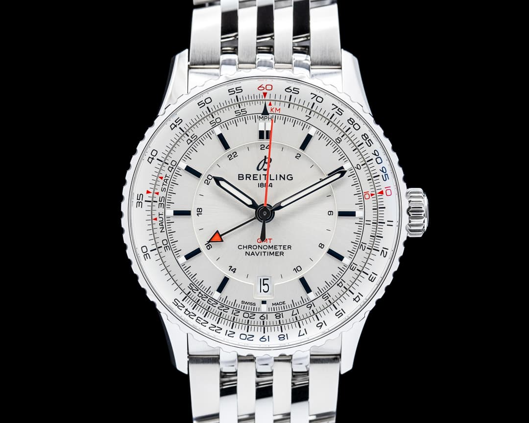 Breitling Navitimer Automatic GMT 41 SS Silver Dial