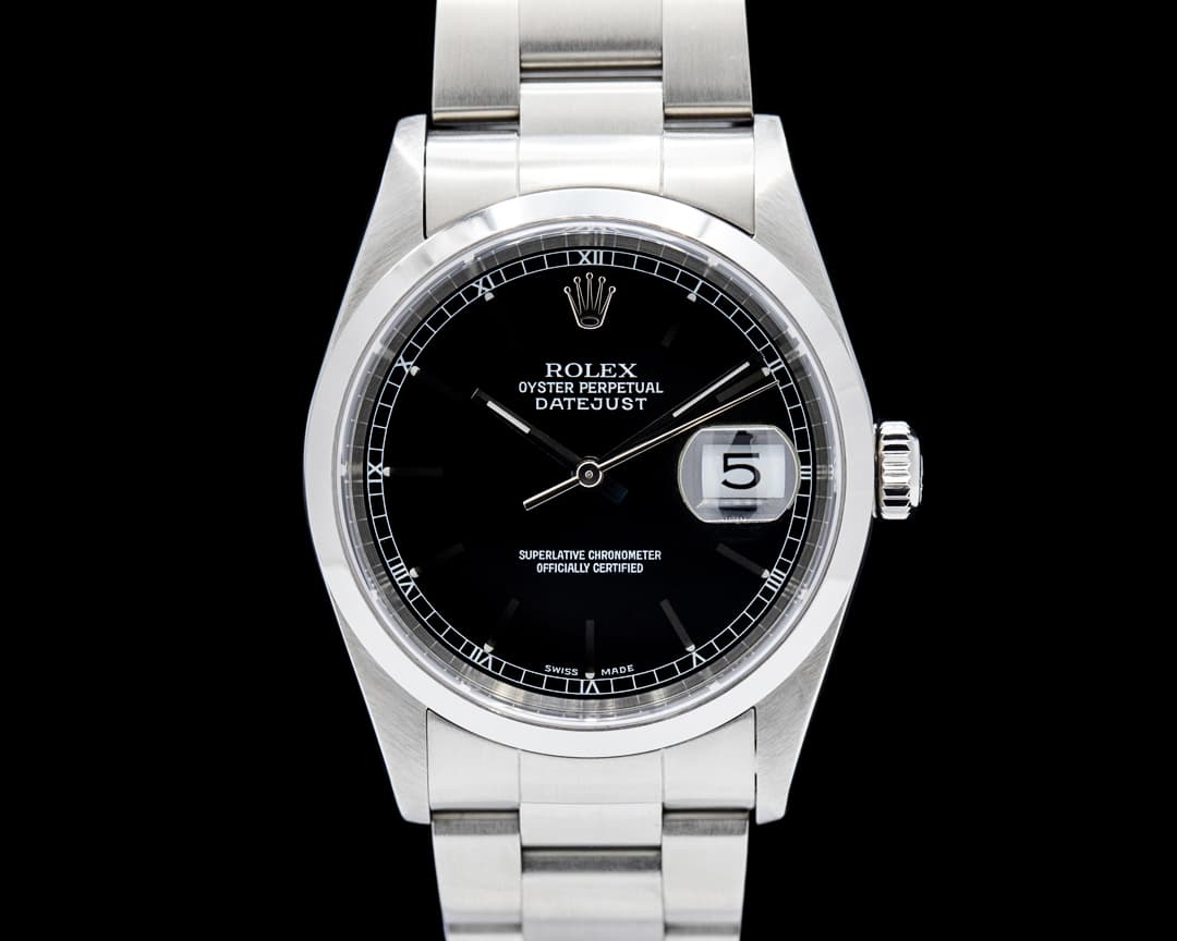 Rolex 16200 Datejust 36 SS Black Dial Circa. 1997