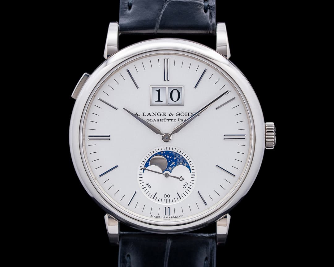 A. Lange & Söhne 384.026 Saxonia Moon Phase 18K White Gold Silver Dial