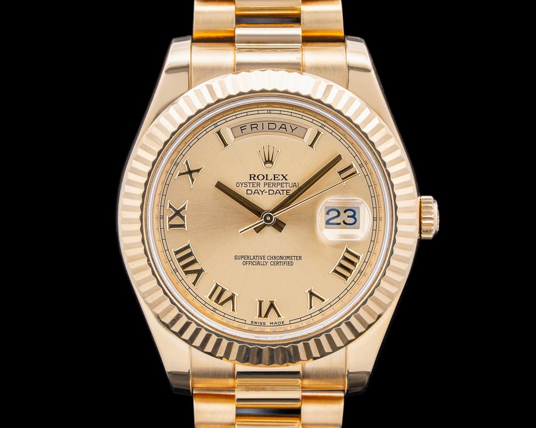 Rolex 218238 Day-Date II 18K Yellow Gold Champagne Dial