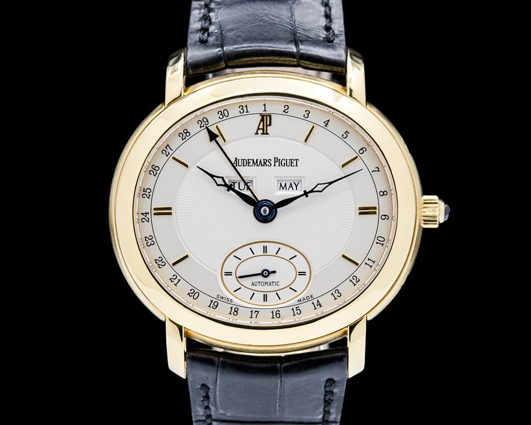 Audemars Piguet 25816BA Millenary Triple Calendar 18K Yellow Gold Silver Dial