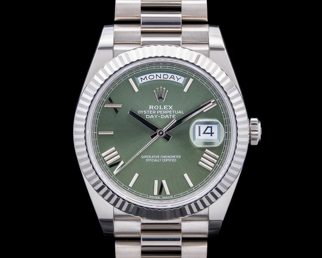 Rolex 228239 Day-Date 40MM 18K White Gold Green Roman Dial
