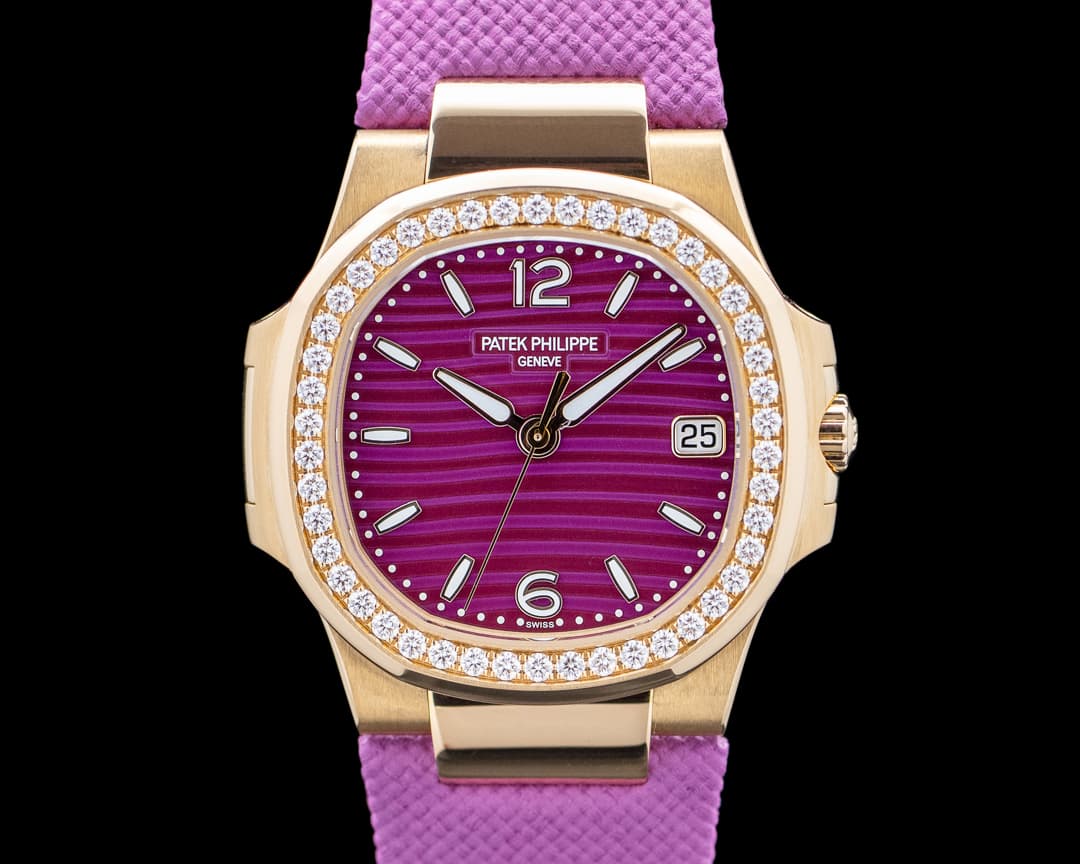 Patek Philippe 7010R-013 Nautilus Luce Diamonds 18K Rose Gold Purple Wave Dial
