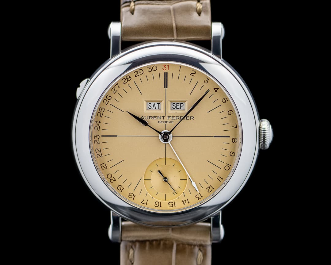Laurent Ferrier Galet Annual Calendar Montre Ecole Vintage SS Beige Vintage Dial RARE