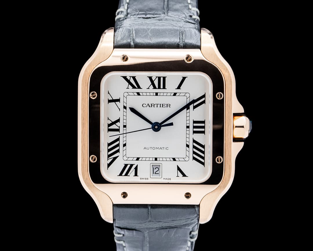 Cartier Santos de Cartier Large 18K Rose Gold Silver Dial