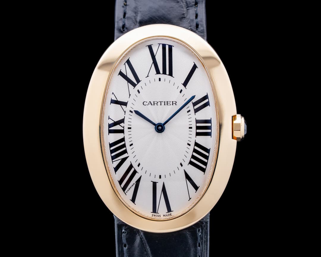 Cartier 3031 Baignoire XL 18K Yellow Gold Silver Dial