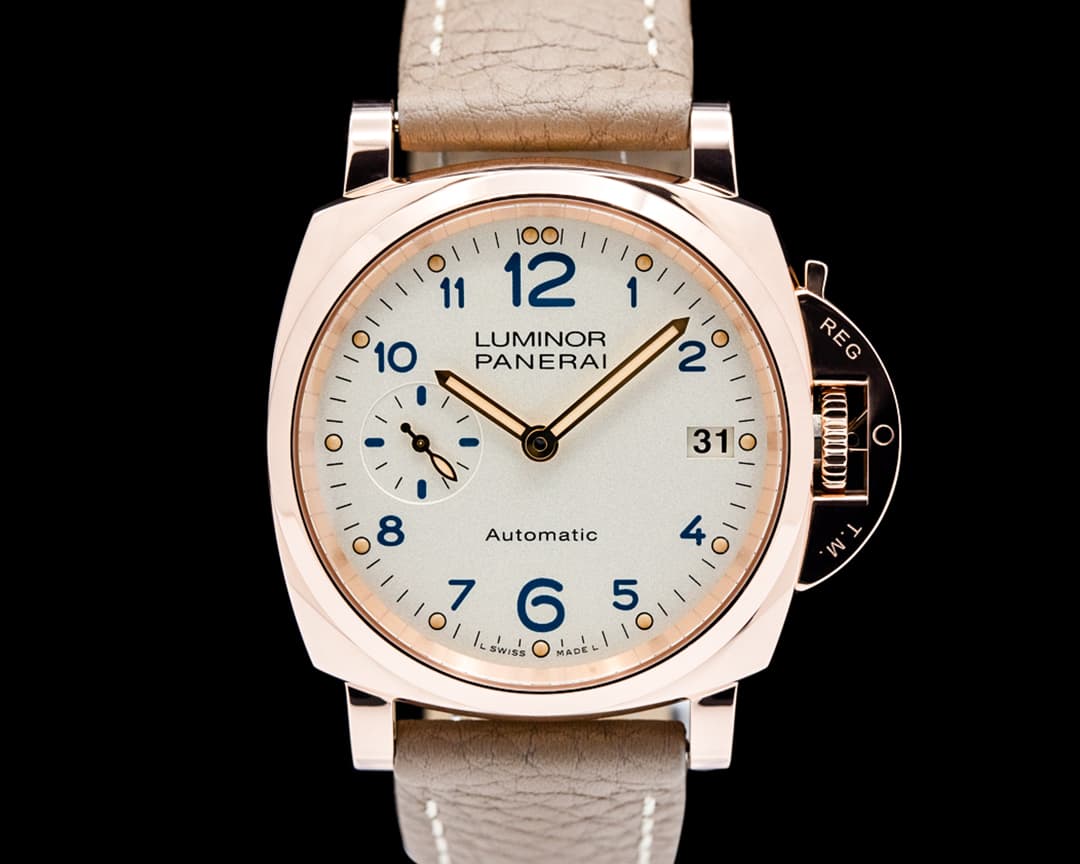 Image of Panerai PAM00756 Luminor Due 38 Automatic 18K Rose Gold Silver Dial