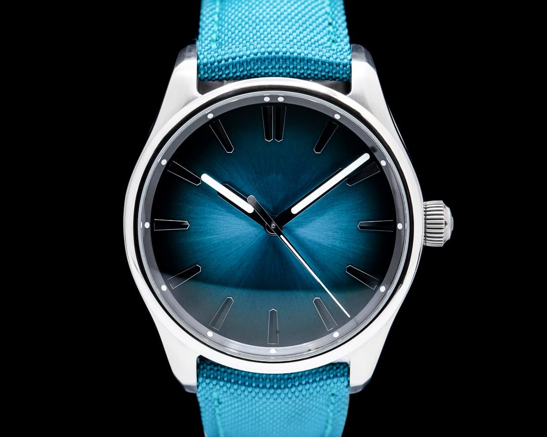 Image of H. Moser & Cie. 3200-1214 Pioneer Centre Seconds SS Blue Fume Dial