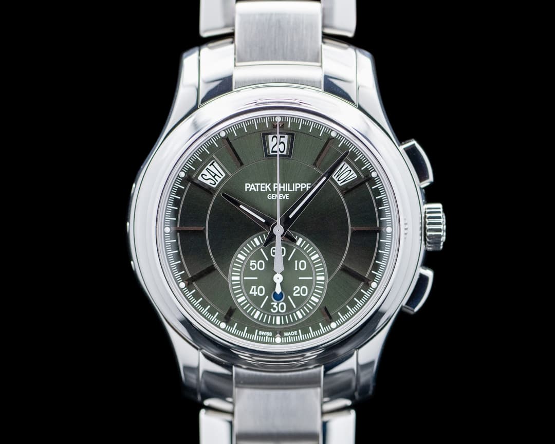 Patek Philippe 5905 Annual Calendar Chronograph SS Olive Green Dial