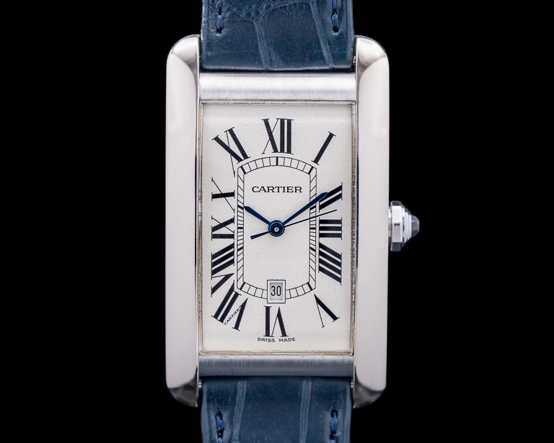 Cartier 1741 Tank Americaine 18k White Gold Silver Dial