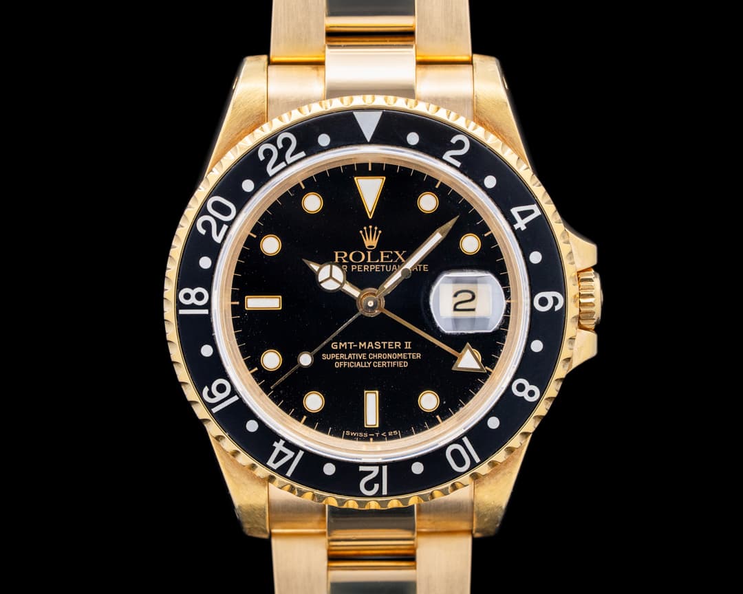 Image of Rolex 16718 GMT-Master II 18K Yellow Gold Black Dial Circa. 1991
