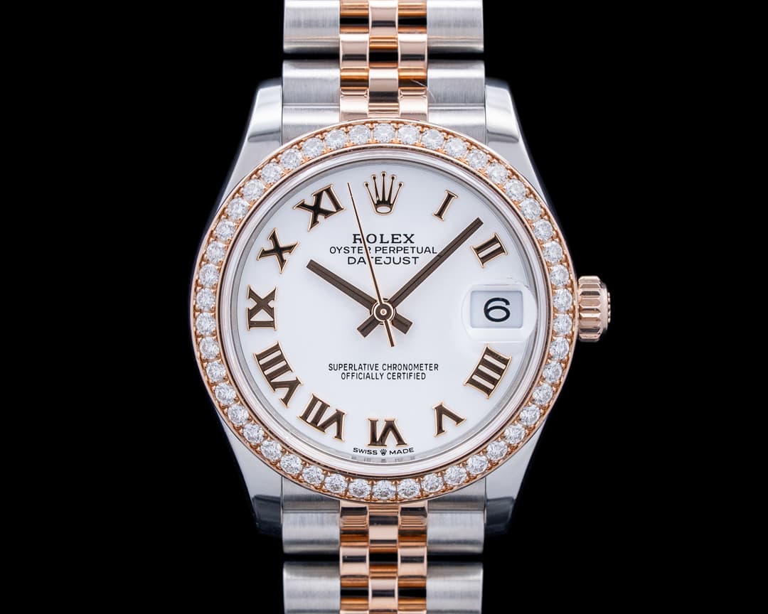 Image of Rolex Datejust 31 18k RG / SS Diamond Bezel White Dial