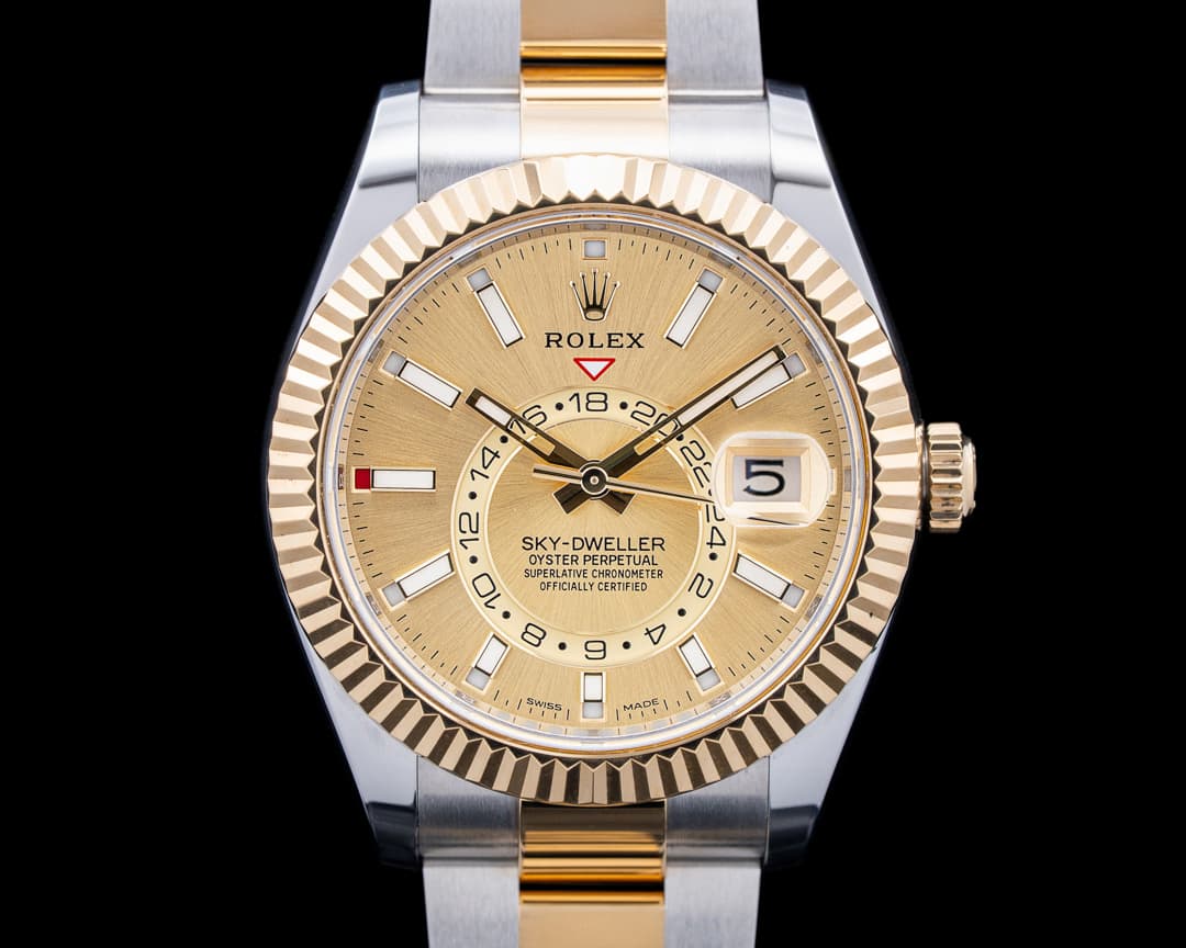 Image of Rolex 326933 Sky-Dweller SS / 18K Yellow Gold Champagne Dial