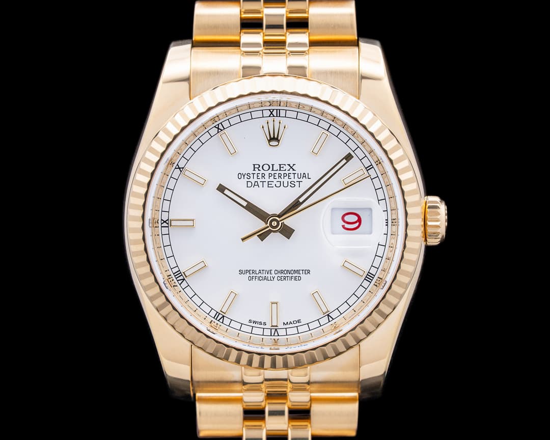 Image of Rolex 116238 Datejust 36 18K Yellow Gold White Stick Dial