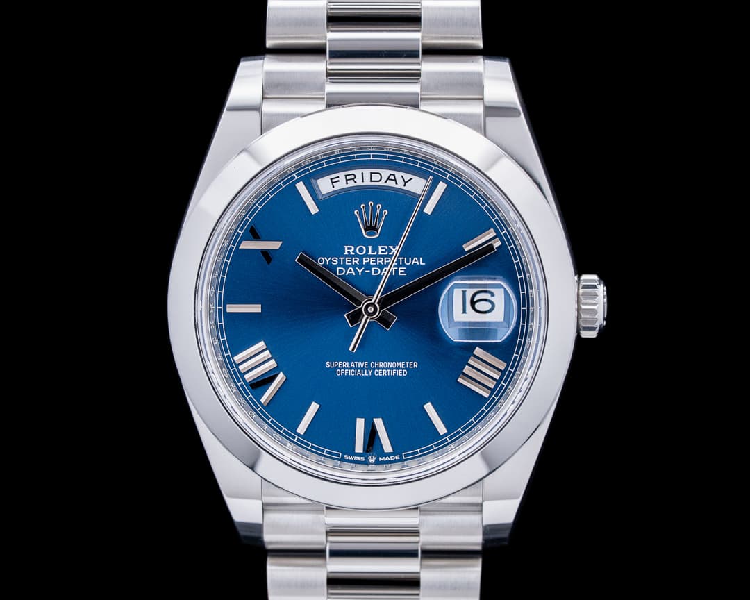 Image of Rolex 228206 Day-Date 40 Platinum Blue Roman Dial