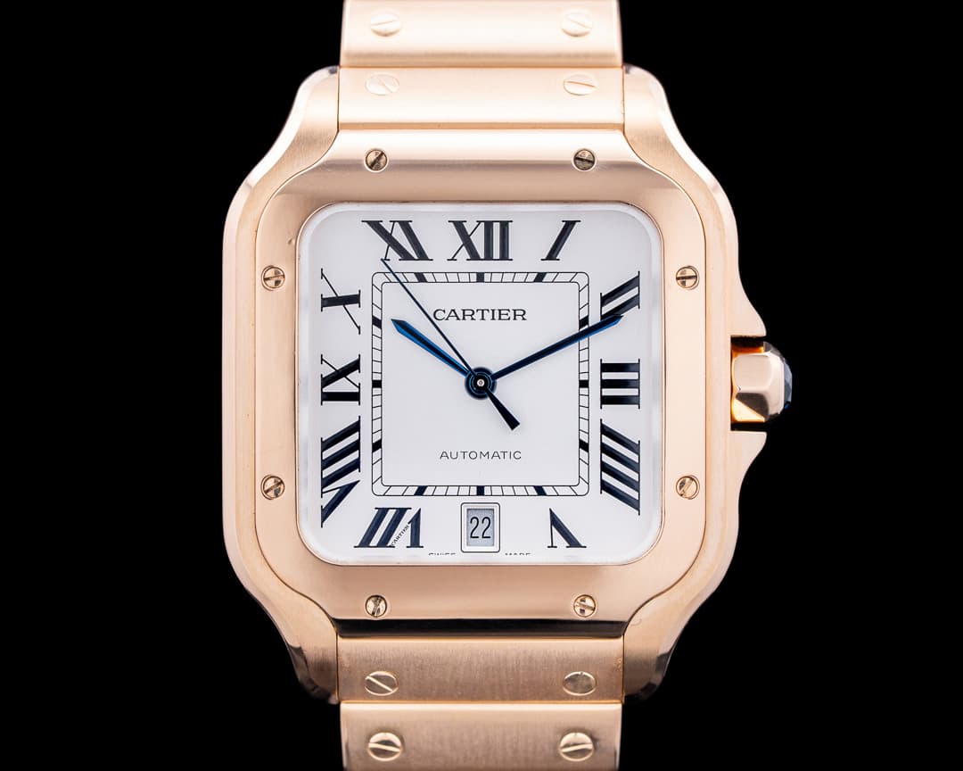 Cartier WGSA0007 Santos de Cartier 18K Rose Gold Silver Dial