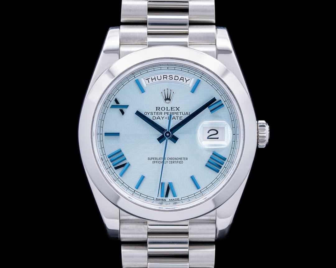Image of Rolex 228206 Day-Date President Platinum Blue Roman Dial