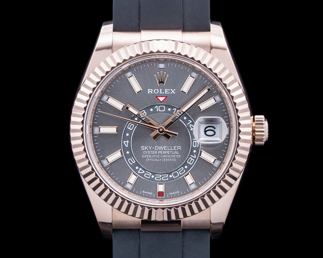 Rolex 326235 Sky Dweller 18K Everose Gold Rhodium Dial