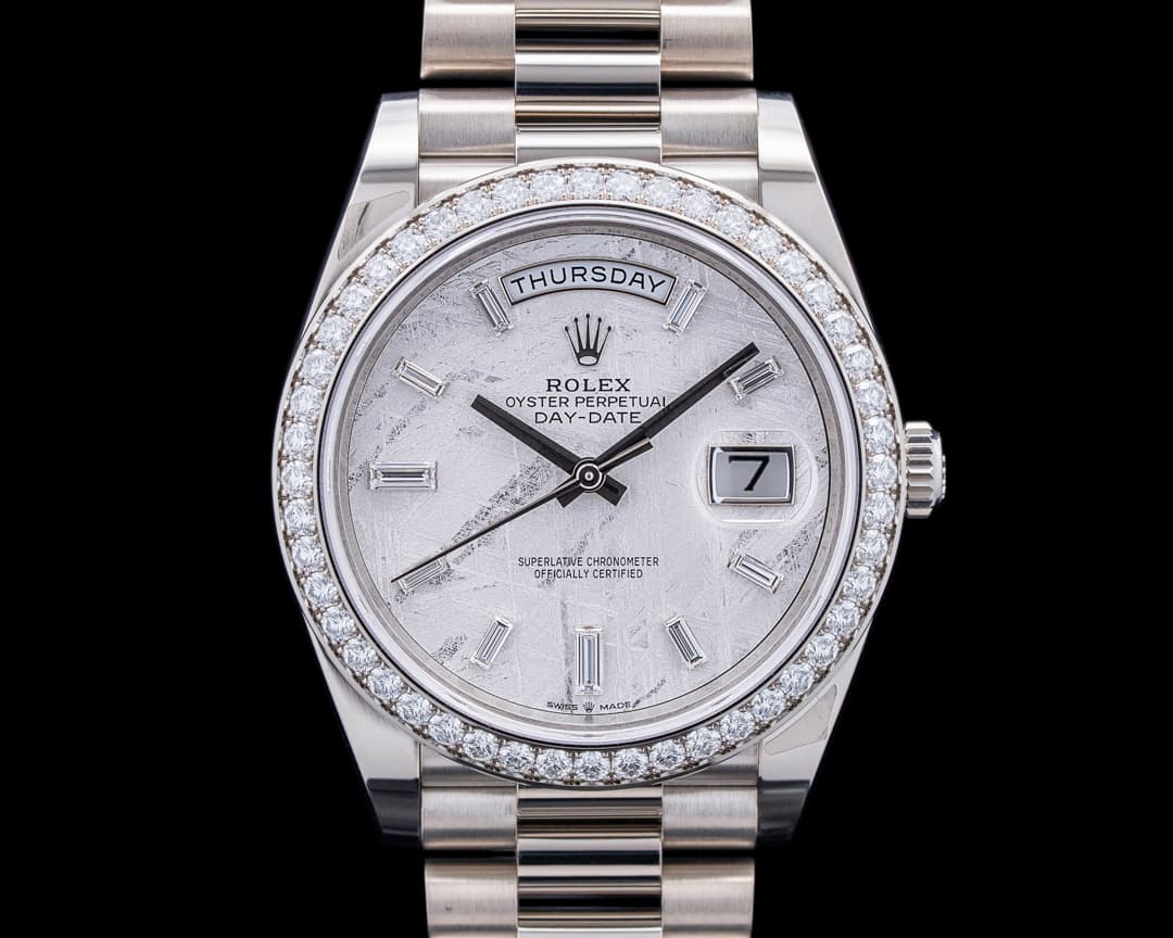 Image of Rolex Day-Date 40 18K White Gold Diamond Bezel Meteorite Dial 2025