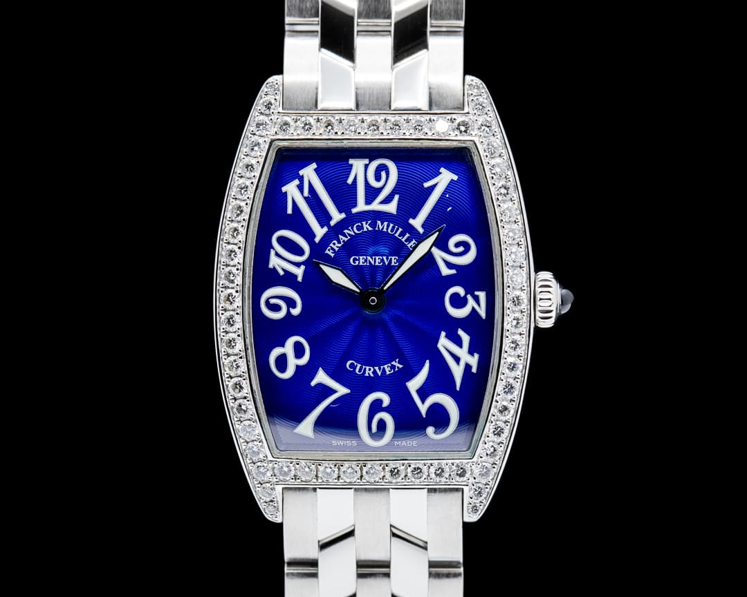 Franck Muller 1752 Cintree Curvex SS Diamond Bezel Blue Dial LIMITED