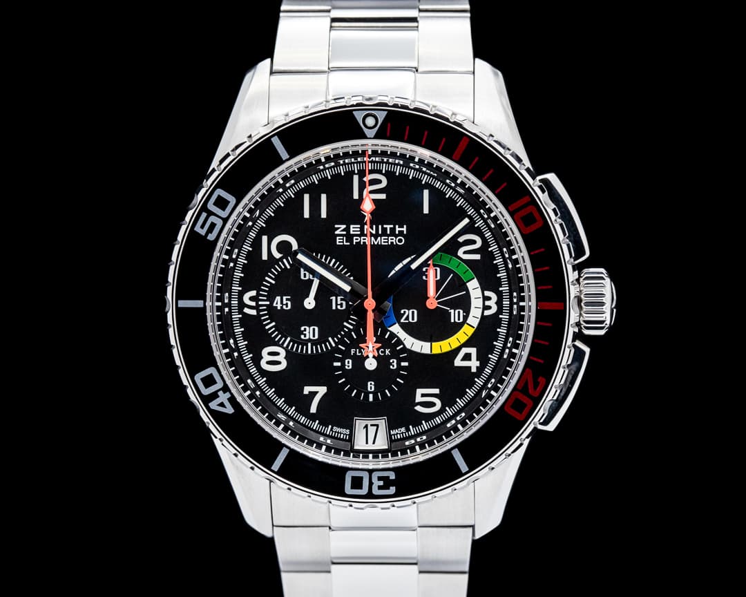 Zenith El Primero Stratos Flyback Rainbow SS Black Dial