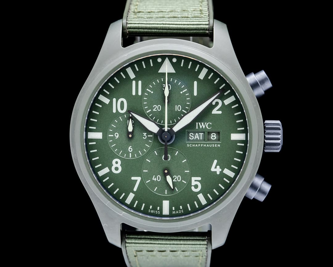 IWC IW389106 Pilot Chronograph Top Gun "Woodland" Ceramic Green Dial
