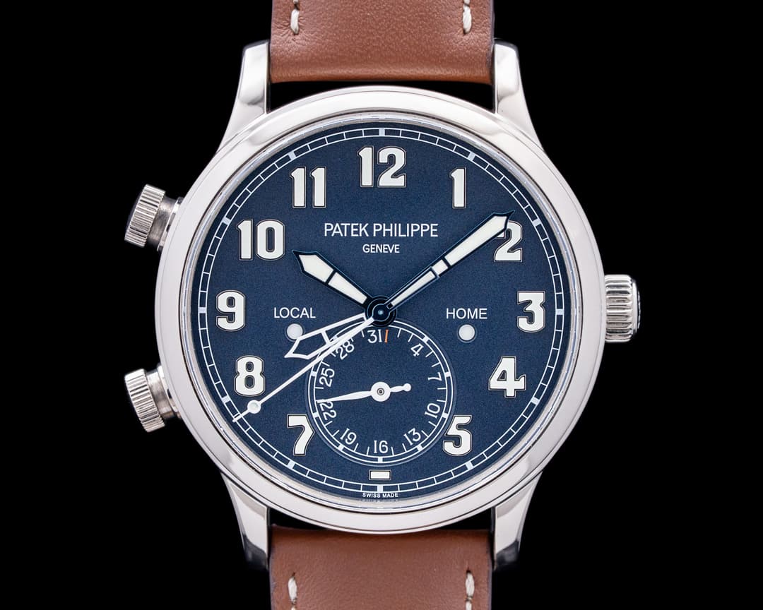 Patek Philippe 5524G Calatrava Pilot Travel Time 18K White Gold Blue Dial