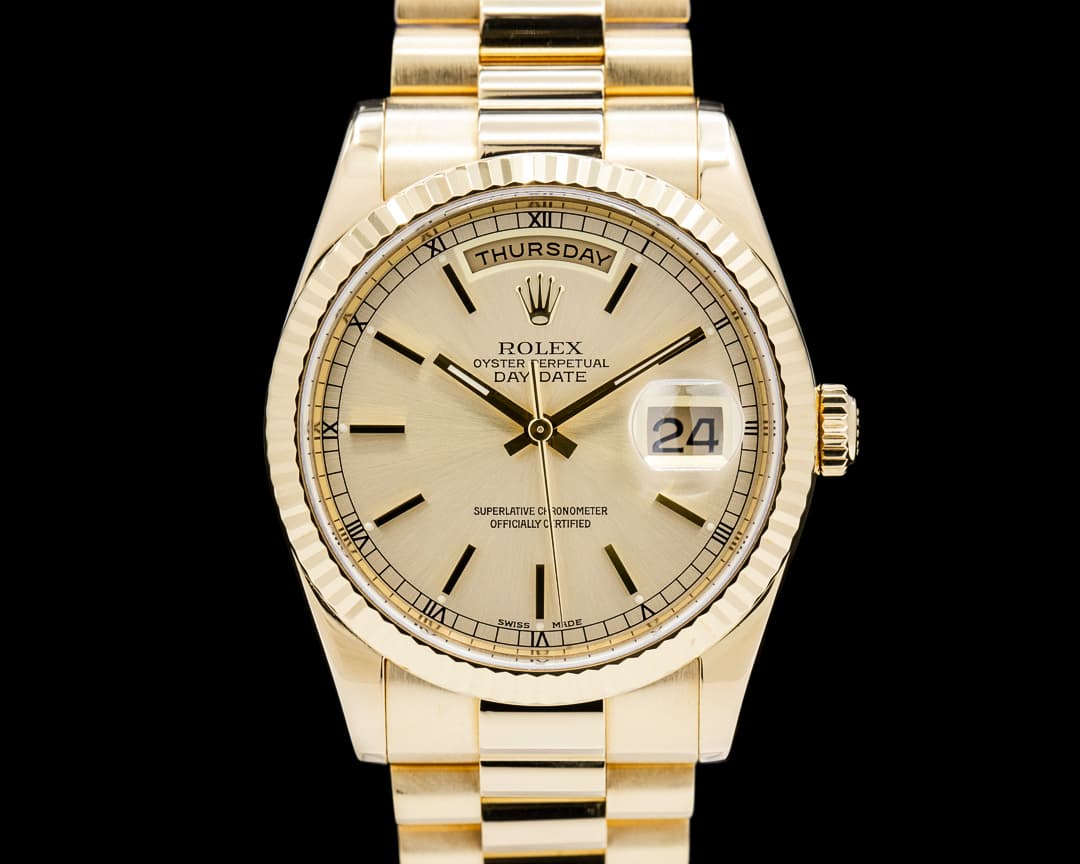 Rolex 118238 Day-Date President 18K Yellow Gold Champagne Dial