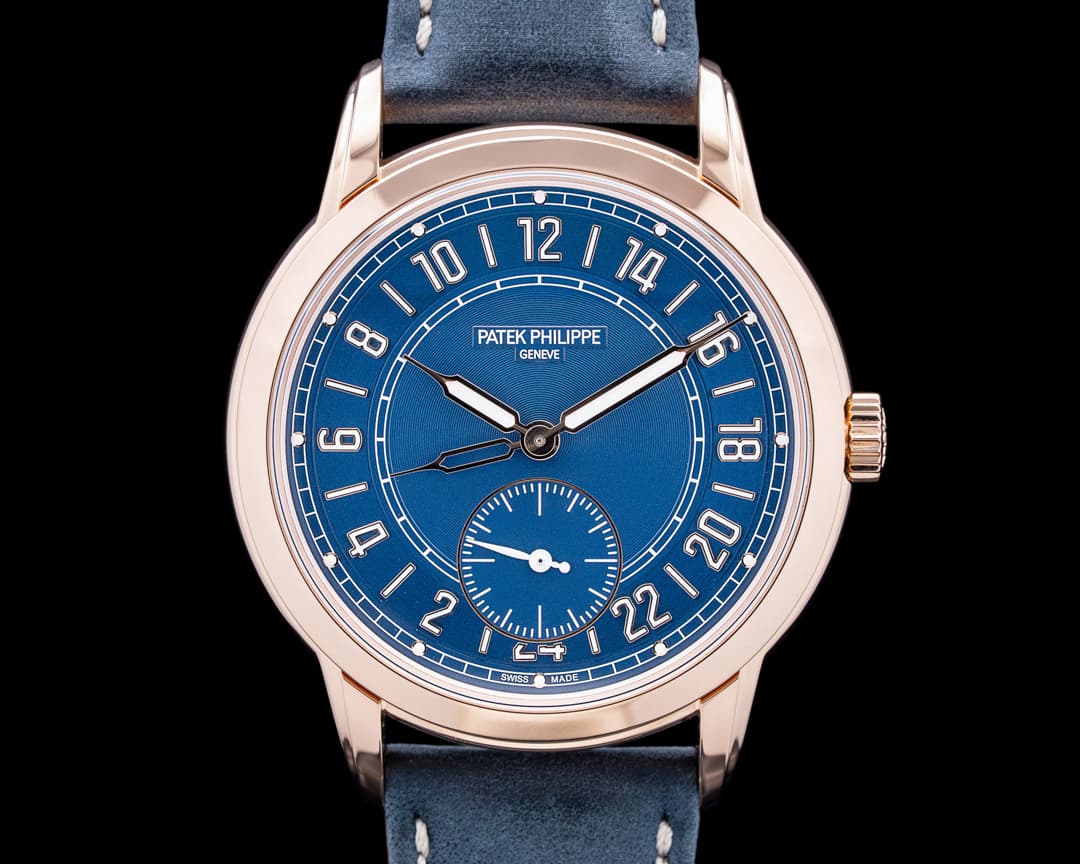 Patek Philippe 5224R Calatrava 24-Hour Display Travel Time 18K Rose Gold Blue Dial