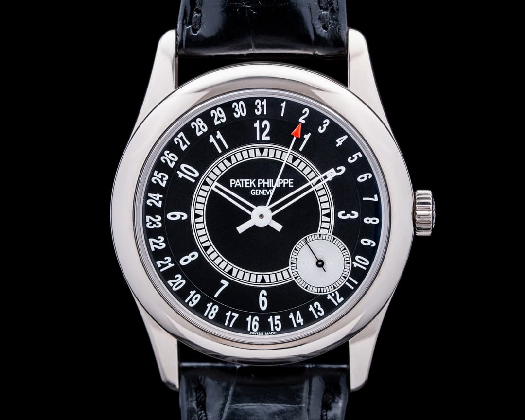 Patek Philippe 6006G Calatrava 18K White Gold Black Dial
