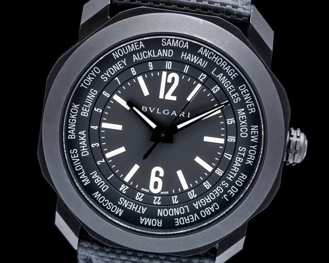 Octa Roma Watch Bulgari 103486 Octo Roma WorldTimer DLC SS Black Dial 103486 for Sale ...
